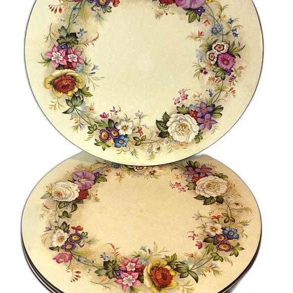 Vintage Pimpernel Floral Round Placemats Cork Back Made in England UK (Set of 4) - Picture 4 of 6